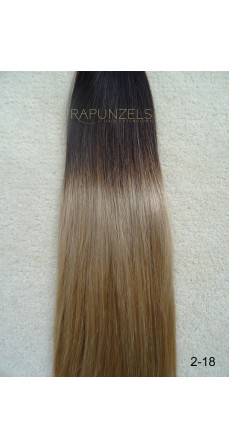 110 Gram 18" Hair Weave/Weft Colour #2/18 Dark Brown to Beige Blonde Dip Dye/Ombre (Full Head)